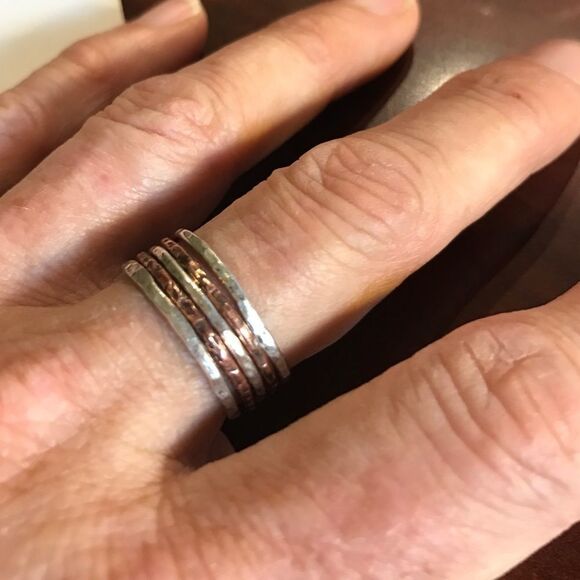 Stacking Sterling & Copper rings (5) NEW, Handmade - Picture 2 of 5